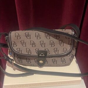 Stylish Dooney & Bourke Monogram Tan and Black Women's crossbody Bag